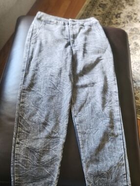 Sozy Gray Mineral Wash Lightweight Stretch Wide Leg Pants S
